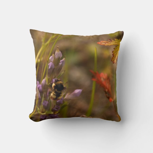 Garden HoneyBee; No Text Throw Pillow (Front)