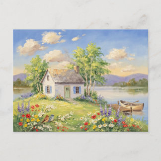 Garden House Lake Nature Scene Calm Village Postcard