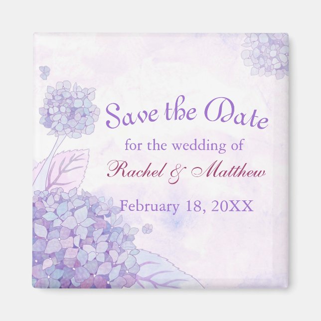 Garden Hydrangea Blooms Wedding Save the Date Magnet (Front)