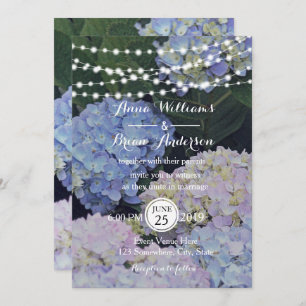 Garden Hydrangeas String of Lights  Wedding Invite