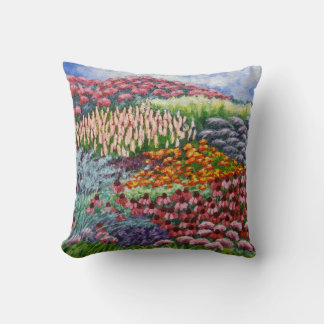 Garden in August Artwork/August flowers/Painting Throw Pillow