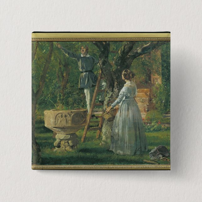 Garden in Ringsted with a Ancient Baptismal 2 Inch Square Button (Front)