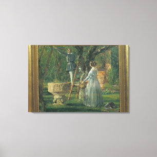 Garden in Ringsted with a Ancient Baptismal Canvas Print