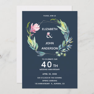 Garden in the Riviera 40th Wedding Anniversary Invitation
