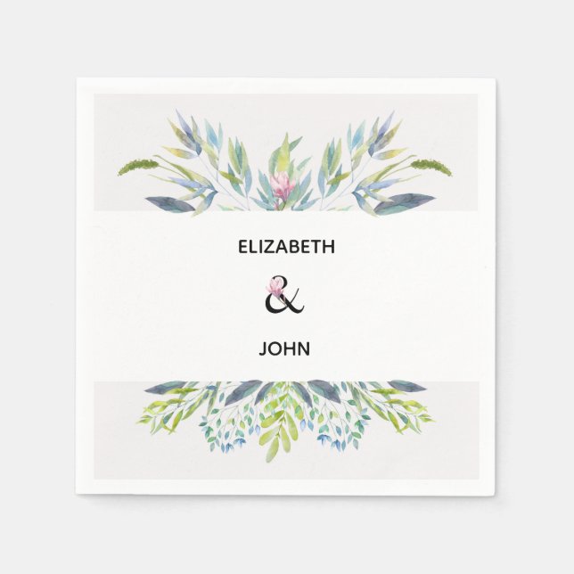 Garden in the Riviera Delicate Greenery Napkin (Front)