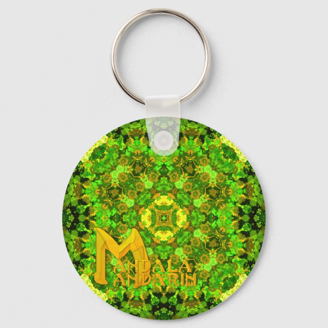 "Garden Inlay" Mandala Mandarin Logo keychain (Front)