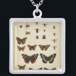 Garden Insects by Vision Studio Silver Plated Necklace<br><div class="desc">This Vision Studio piece is an entomologists dream! Garden insects are drawn on a cream background,  shown in achingly beautiful detail. If you love insects this is the print for you!</div>