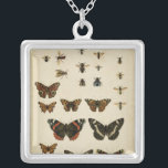 Garden Insects by Vision Studio Silver Plated Necklace<br><div class="desc">This Vision Studio piece is an entomologists dream! Garden insects are drawn on a cream background,  shown in achingly beautiful detail. If you love insects this is the print for you!</div>