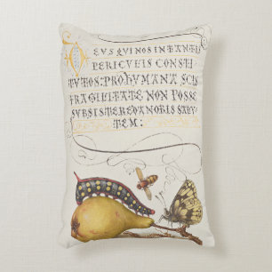Garden Insects, Fly, Caterpillar, Pear, Centipede Accent Pillow