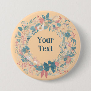 Garden-Inspired Flower Wreath Lapel Accessory 3 Inch Round Button
