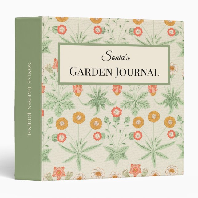 Garden Journal Binder – Botanical William Morris (Front/Spine)