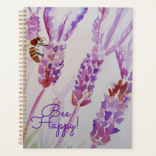 Garden Journal Lavender Bee Watercolour Notebook Planner