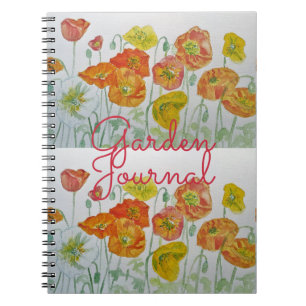 Garden Journal Poppy Floral Watercolour Notebook