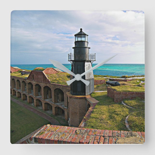 Garden Key Lighthouse, Dry Tortugas Florida Square Wall Clock (Front)
