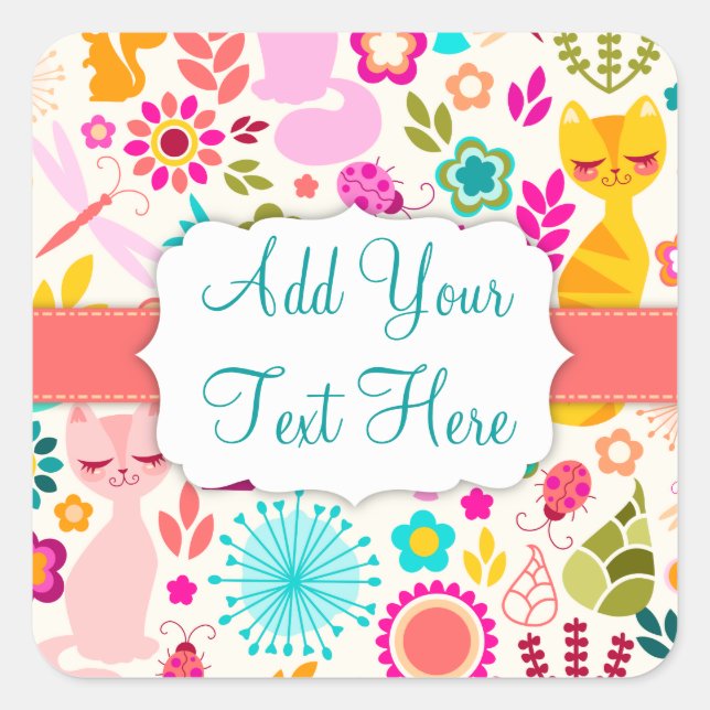 Garden Kitty Square Sticker (Front)
