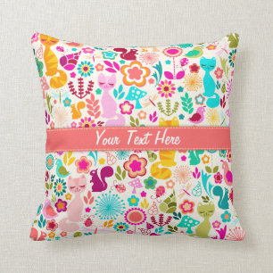 Garden Kitty Throw Pillow