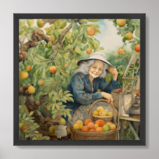 Garden lady fruit and smiles poster