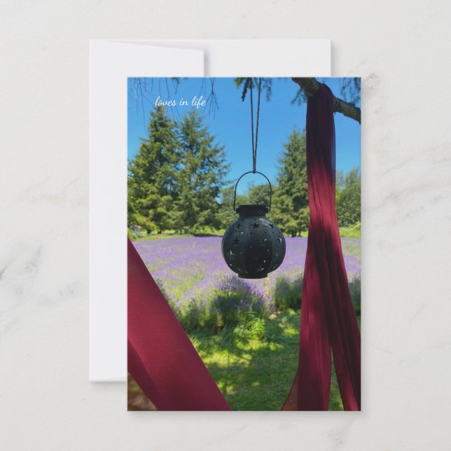 Garden Lantern & Lavender Field Card (Front)