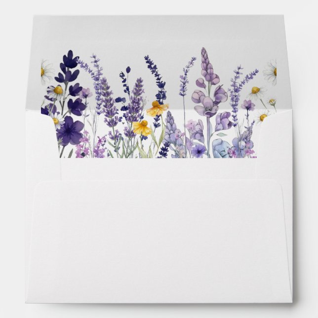 Garden Lavender & Wildflower Rustic Wedding  Envelope (Back (Bottom))