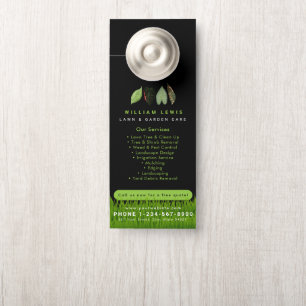 Garden Lawn Care Landscaping Leaves Business Logo Door Hanger