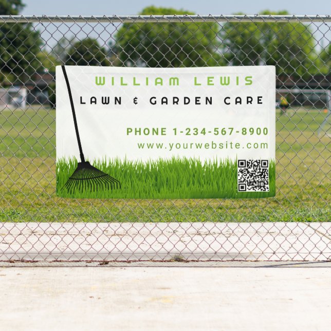 Garden Lawn Care Landscaping Modern Grass Rake Banner (Insitu)