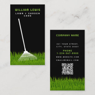 Garden Lawn Care Landscaping Modern Grass Rake Business Card