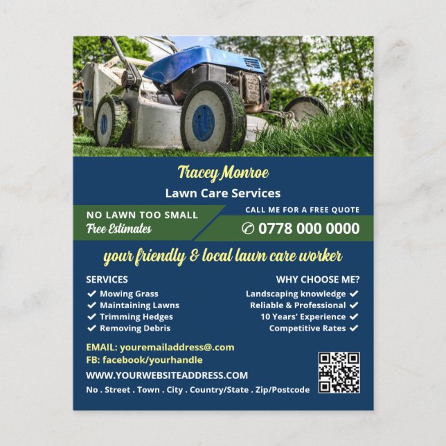 Garden Lawn-Mower, Lawn Care Services Flyer (Front)