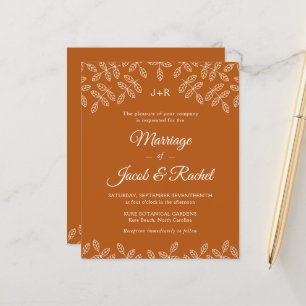 Garden Leaves Burnt Orange Fall Wedding Invitation