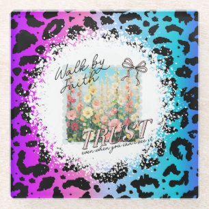 Garden Leopard Print Christian Glass Coaster