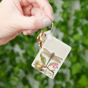 Garden life, Dragonfly, Pear, Carnation and Insect Keychain