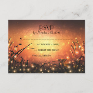 garden lights sunset wedding RSVP cards