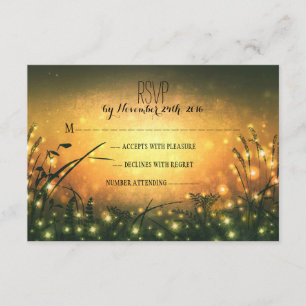 garden lights sunset wedding RSVP cards