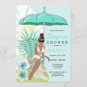 Garden Lingerie Shower African American Bride Invitation