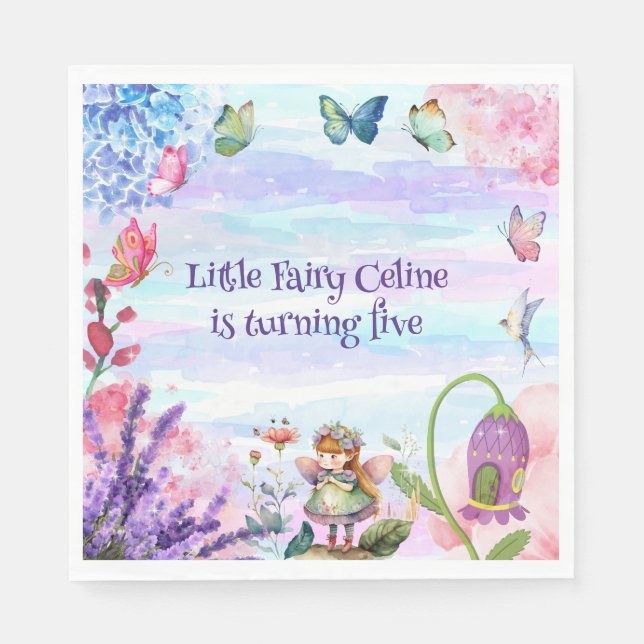 Garden little fairy birthday  napkin (Front)
