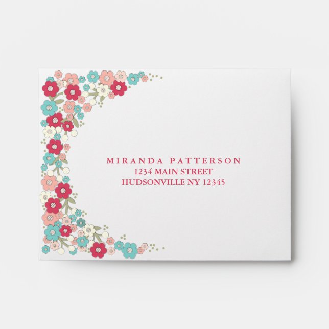 Garden Love Floral Border Matching Enveloppe RSVP (Devant)