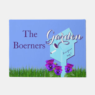 Garden "Love grows here!" Birdhouse Pansies Doormat