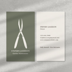 Garden Maintenance Lawn Care Green Minimal Business Card