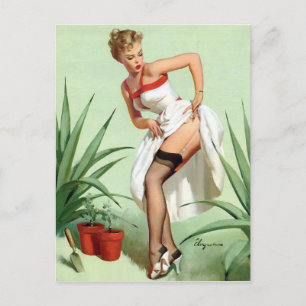 Garden Mishap Pin Up Postcard