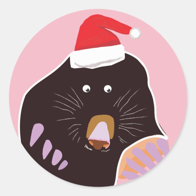 Garden Mole Christmas Sticker (Front)