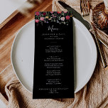 Garden Multicolor Wildflower Dinner Menu<br><div class="desc">This garden multicolor wildflower dinner menu card is perfect for a rustic wedding. The design features a multicolored assortment of pink,  blush,  purple,  yellow,  white,  violet,  red,  burgundy wild flowers in a black background.

This menu can be used for a wedding reception,  rehearsal dinner,  bridal shower or any event.</div>
