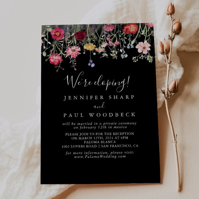 Garden Multicolor Wildflower Elopement Reception Invitation (Creator Uploaded)