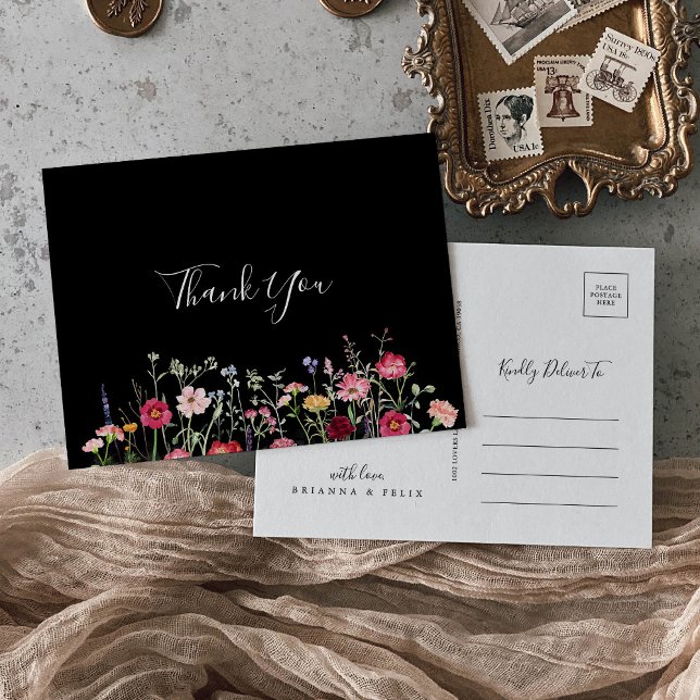 Garden Multicolor Wildflower Thank You Postcard (Creator Uploaded)
