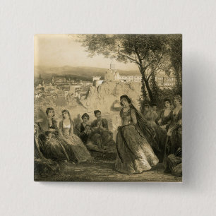 Garden near Tiflis, Georgia, plate 27 from a book 2 Inch Square Button