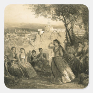 Garden near Tiflis, Georgia, plate 27 from a book Square Sticker
