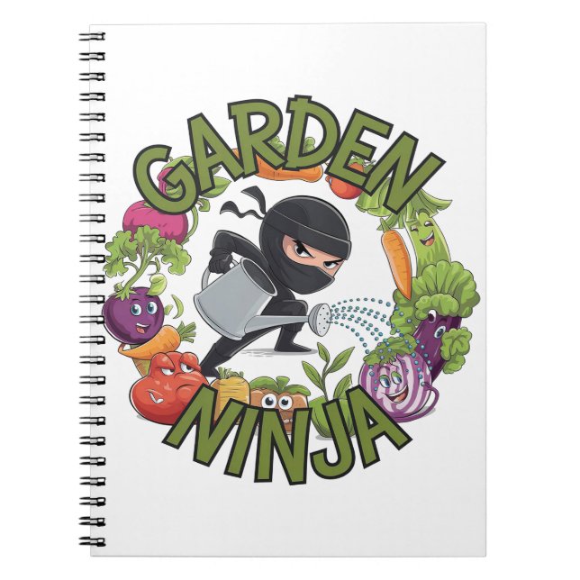 Garden Ninja Design - Fun Gardening Graphic Notebook (Front)