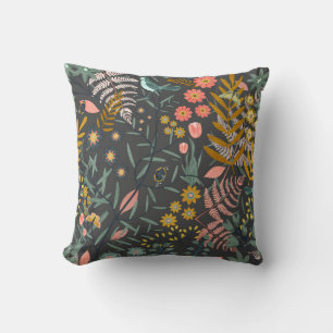 Garden of birds throw pillow