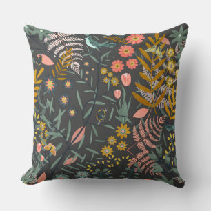 Garden of birds throw pillow