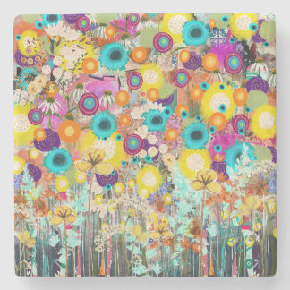 Garden of Dreams - Nature Inspired Floral Art - Stone Coaster