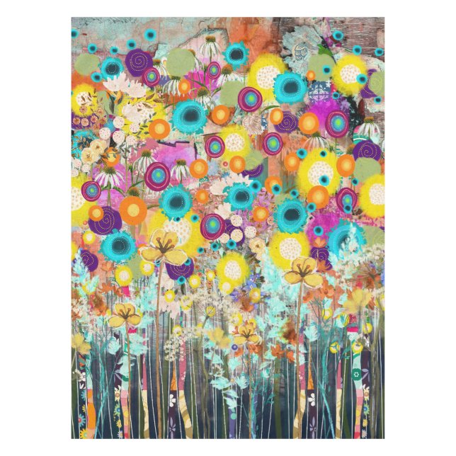 Garden of Dreams - Nature Inspired Floral Art -  Tablecloth (Front)