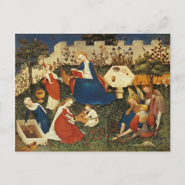 Garden of Eden medieval art Postcard (Front)